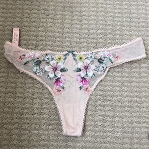 Victoria's Secret Floral Embroidered Panties - Pink and Green